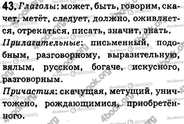 ГДЗ Російська мова 7 клас сторінка 43